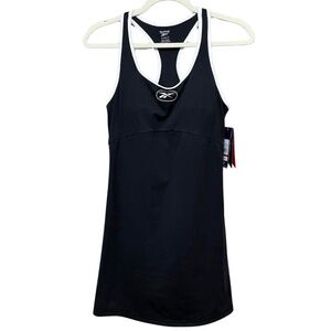 Reebok Retro Active Tennis Dress Black Attached Sport Bra with Pads Size M NWT